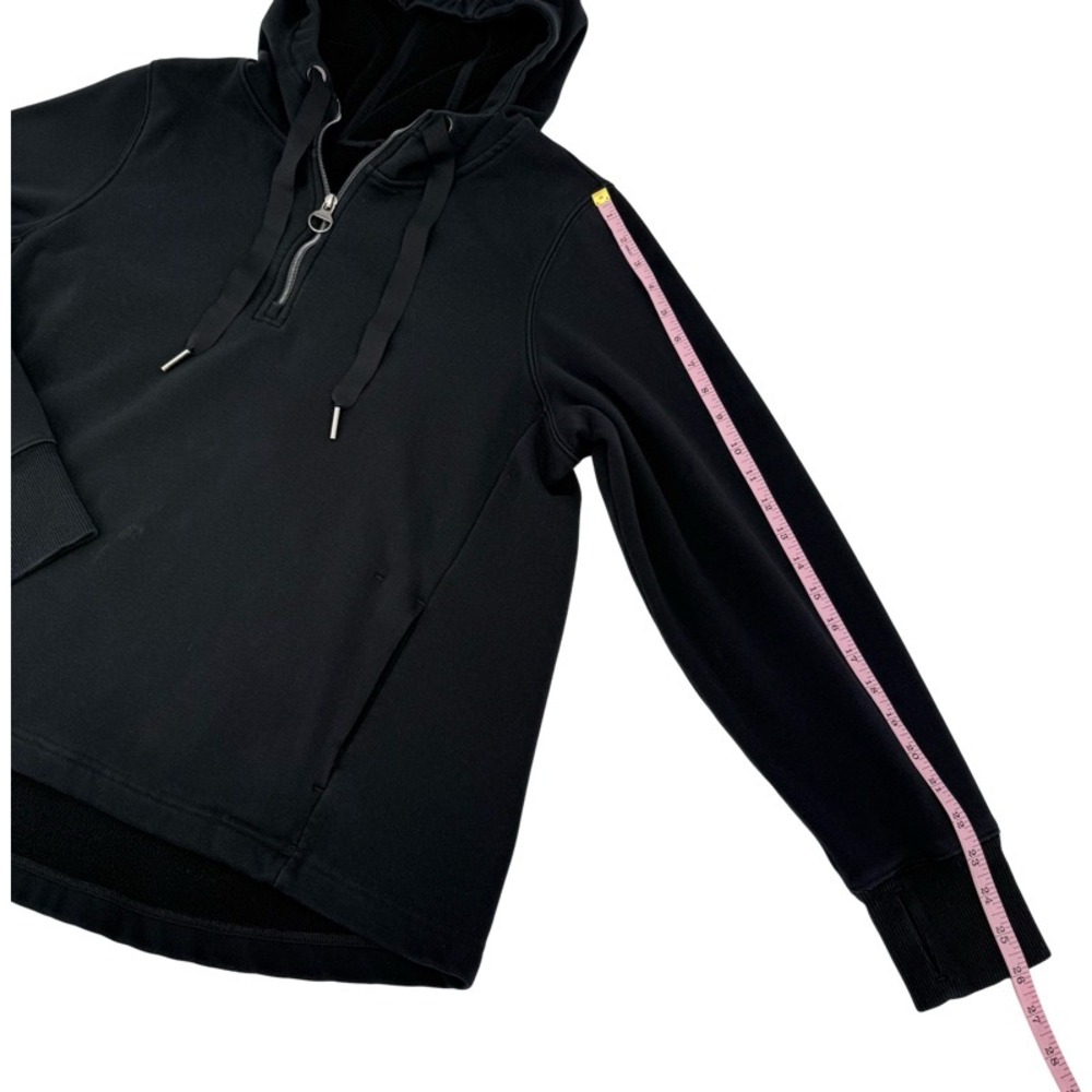 ATHLETA Large Cozy Karma Half Zip Hoodie Black Fleece High-Low Sporty Cozy *FLAW - Picture 7 of 13